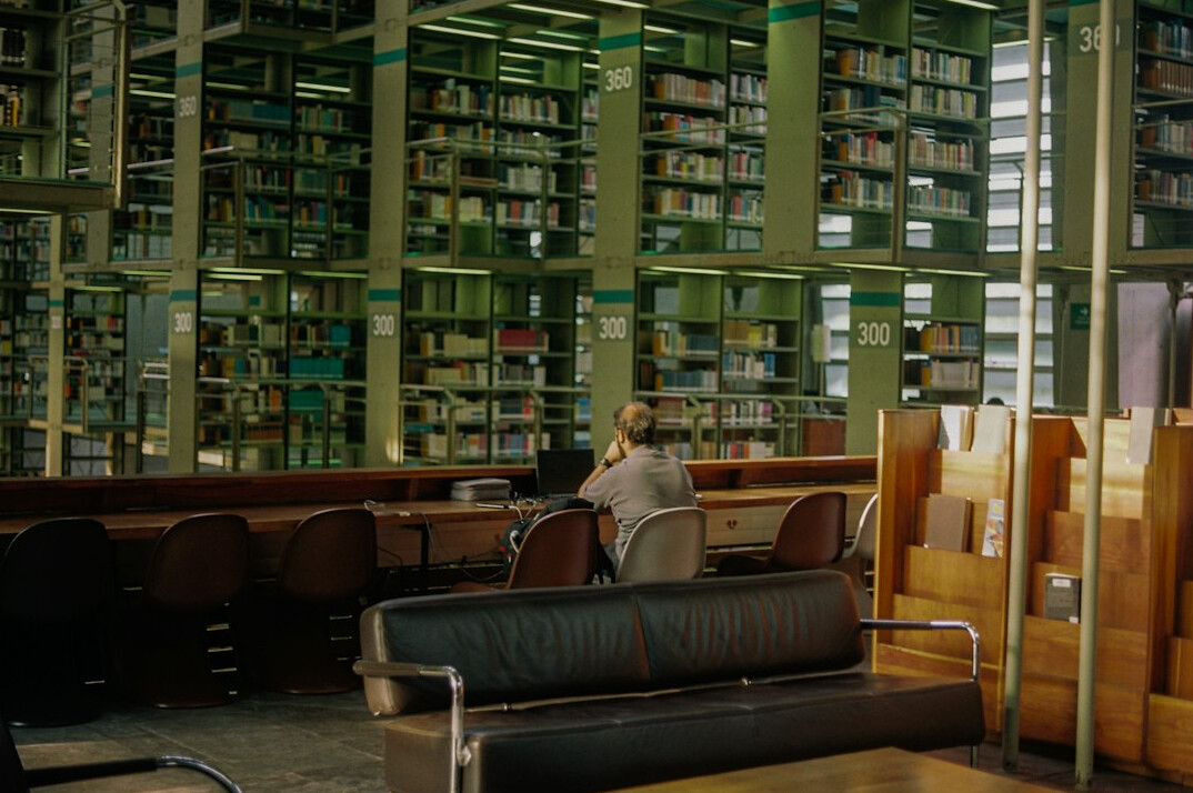 book reader in library